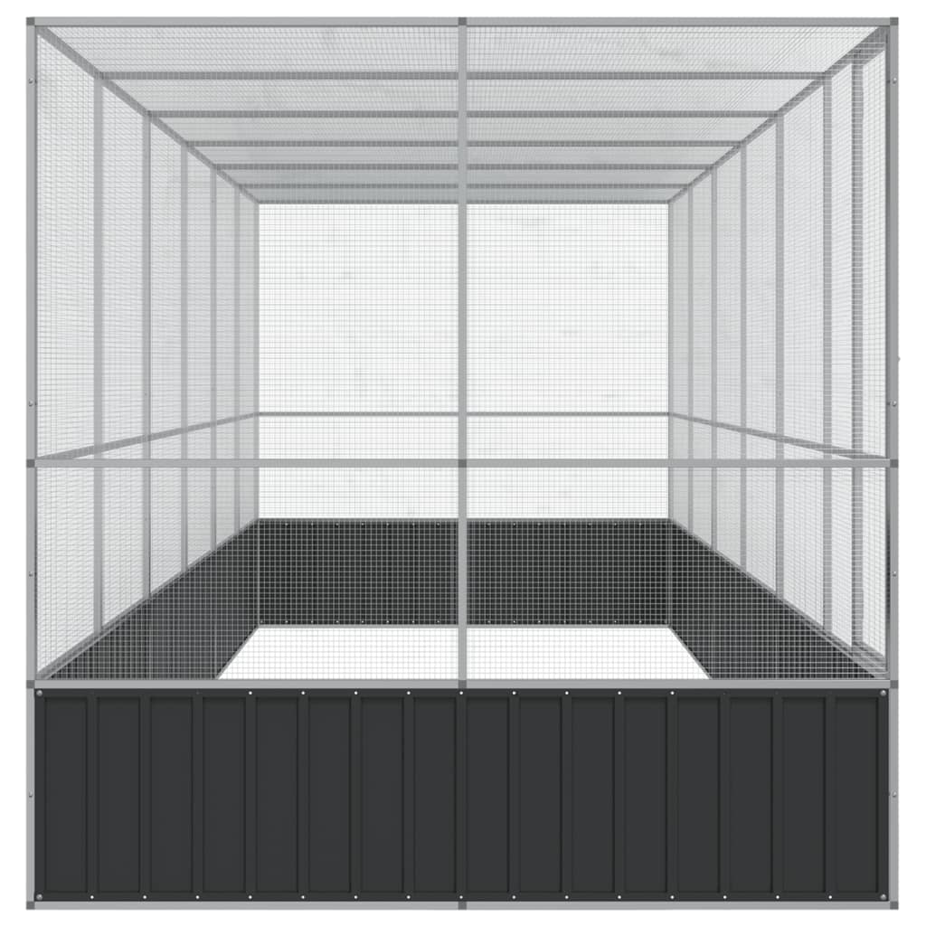 Volière met verlengstuk 625x207x212 m staal zilverkleurig