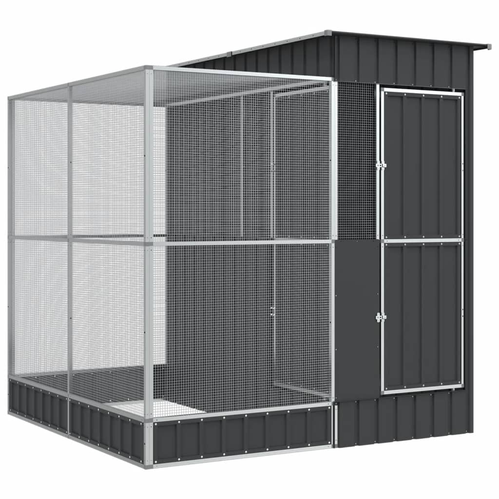 Volière met verlengstuk 209x203x216 cm staal zilverkleurig