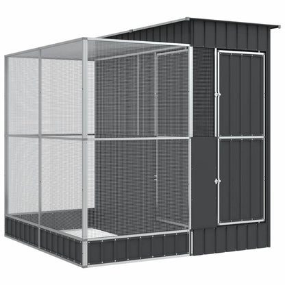 Volière met verlengstuk 209x203x216 cm staal zilverkleurig