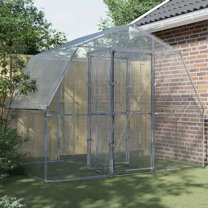 Vogelkooi met deur gegalvaniseerd staal zilverkleurig