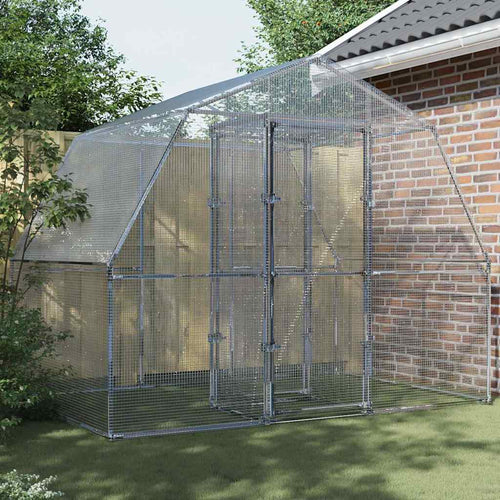 Vogelkooi met deur gegalvaniseerd staal zilverkleurig