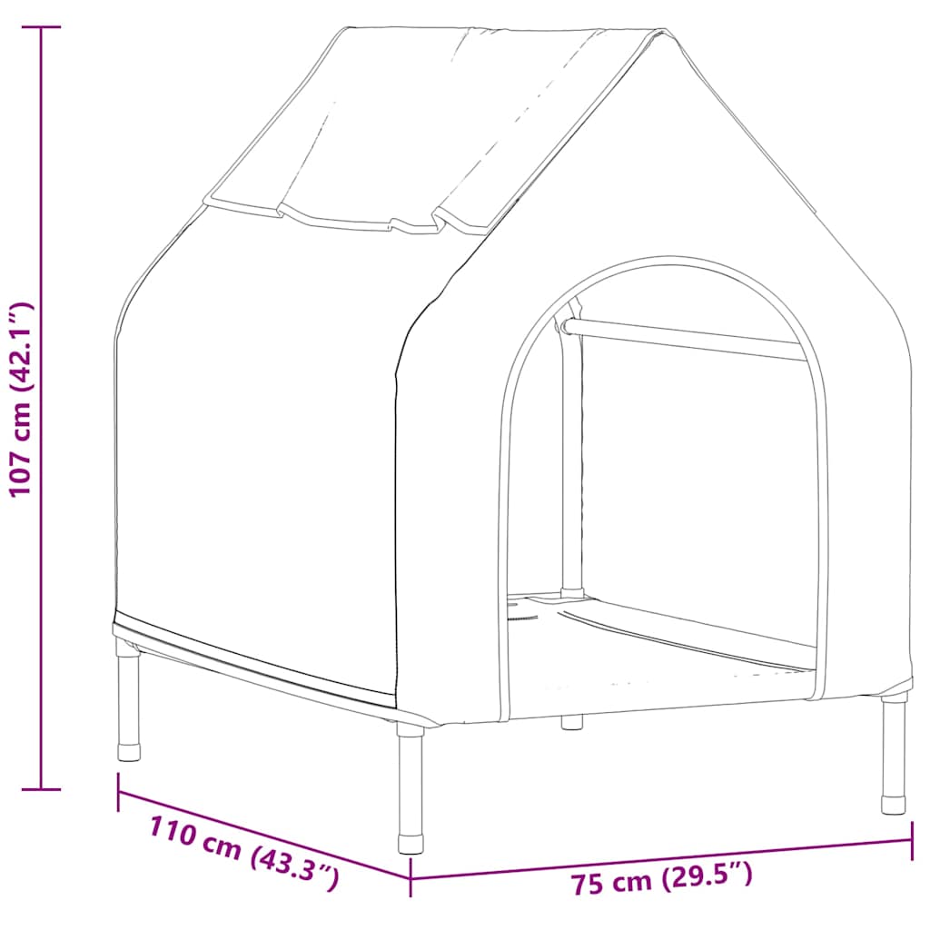 Hondenhuis Zwart 110 x 75 x 107.5 cm Oxford Stof en Staal