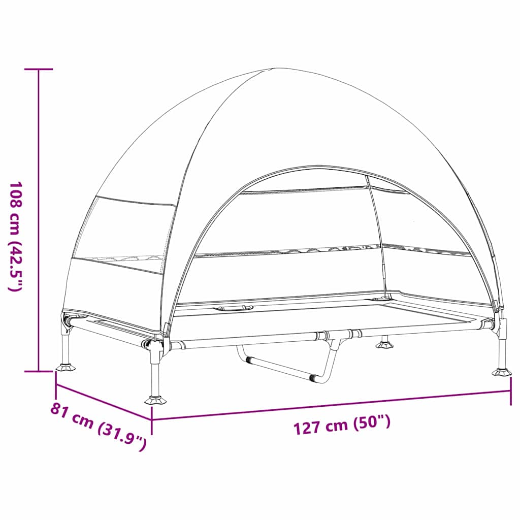 Verhoogd Hondenbed Lichtgrijs 127 x 81 x 108 cm Stof en Staal