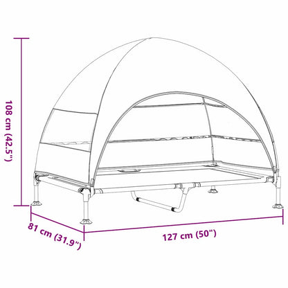 Verhoogd Hondenbed Zwart 127 x 81 x 108 cm Stof en Staal