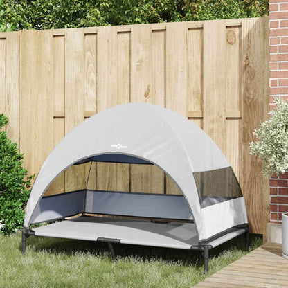 Verhoogd Hondenbed Zilvergrijs 127 x 81 x 108 cm Stof en Staal