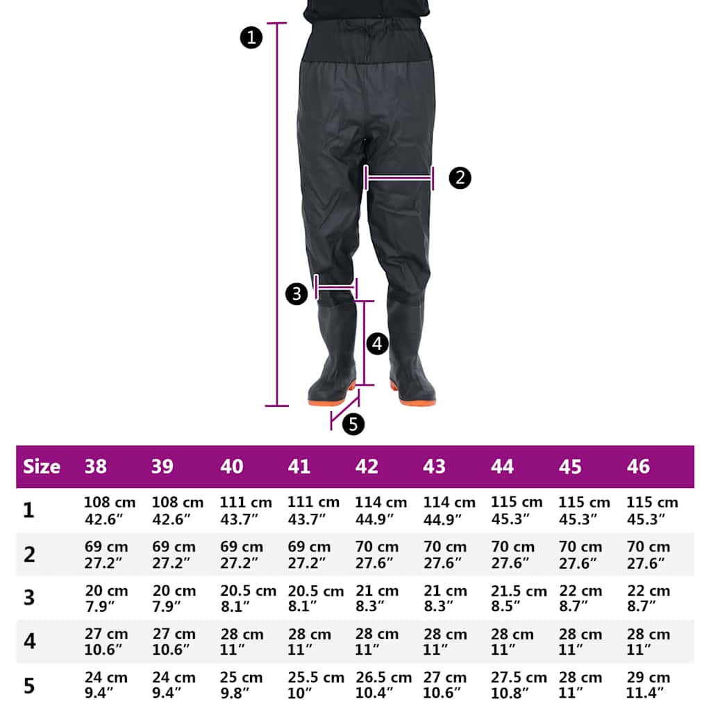 Waadpak met laarzen maat 43 zwart