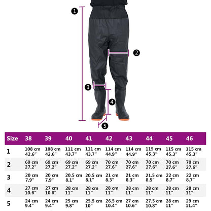 Waadpak met laarzen maat 43 zwart