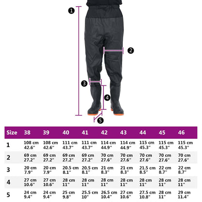 Waadpak met laarzen maat 45 zwart