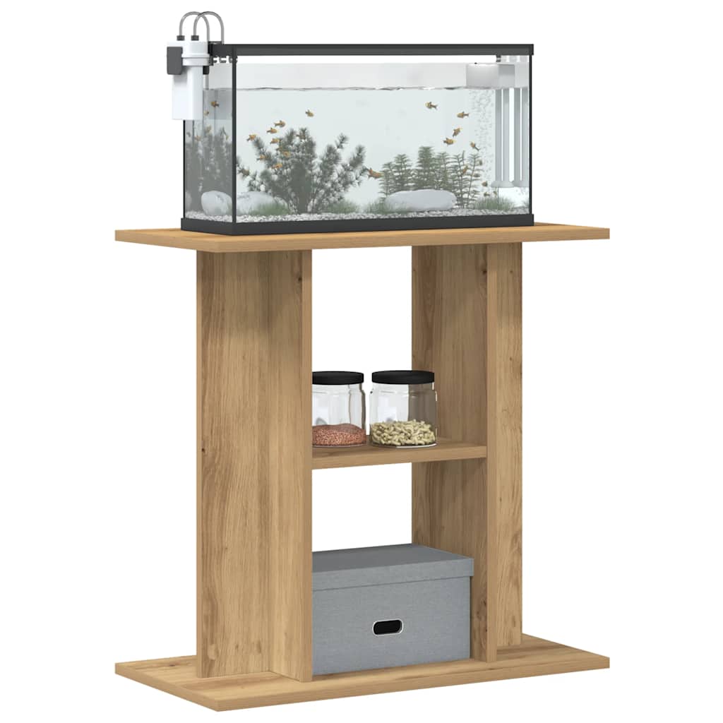 Aquariumstandaard 60x30x60cm bewerkt hout artisanaal eikenkleur