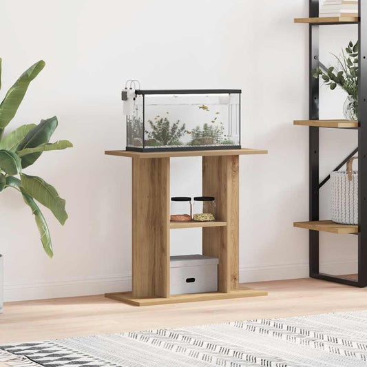 Aquariumstandaard 60x30x60cm bewerkt hout artisanaal eikenkleur