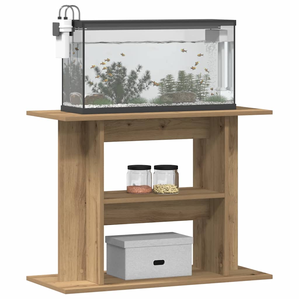 Aquariumstandaard 80x35x60cm bewerkt hout artisanaal eikenkleur