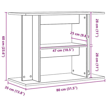 Aquariumstandaard 80x35x60cm bewerkt hout artisanaal eikenkleur