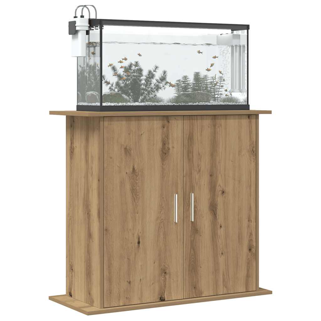 Aquariumstandaard 81x36x73cm bewerkt hout artisanaal eikenkleur