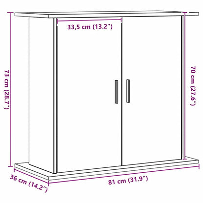 Aquariumstandaard 81x36x73cm bewerkt hout artisanaal eikenkleur
