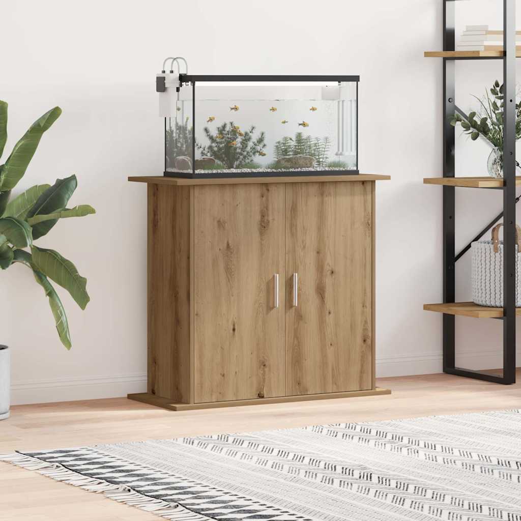 Aquariumstandaard 81x36x73cm bewerkt hout artisanaal eikenkleur