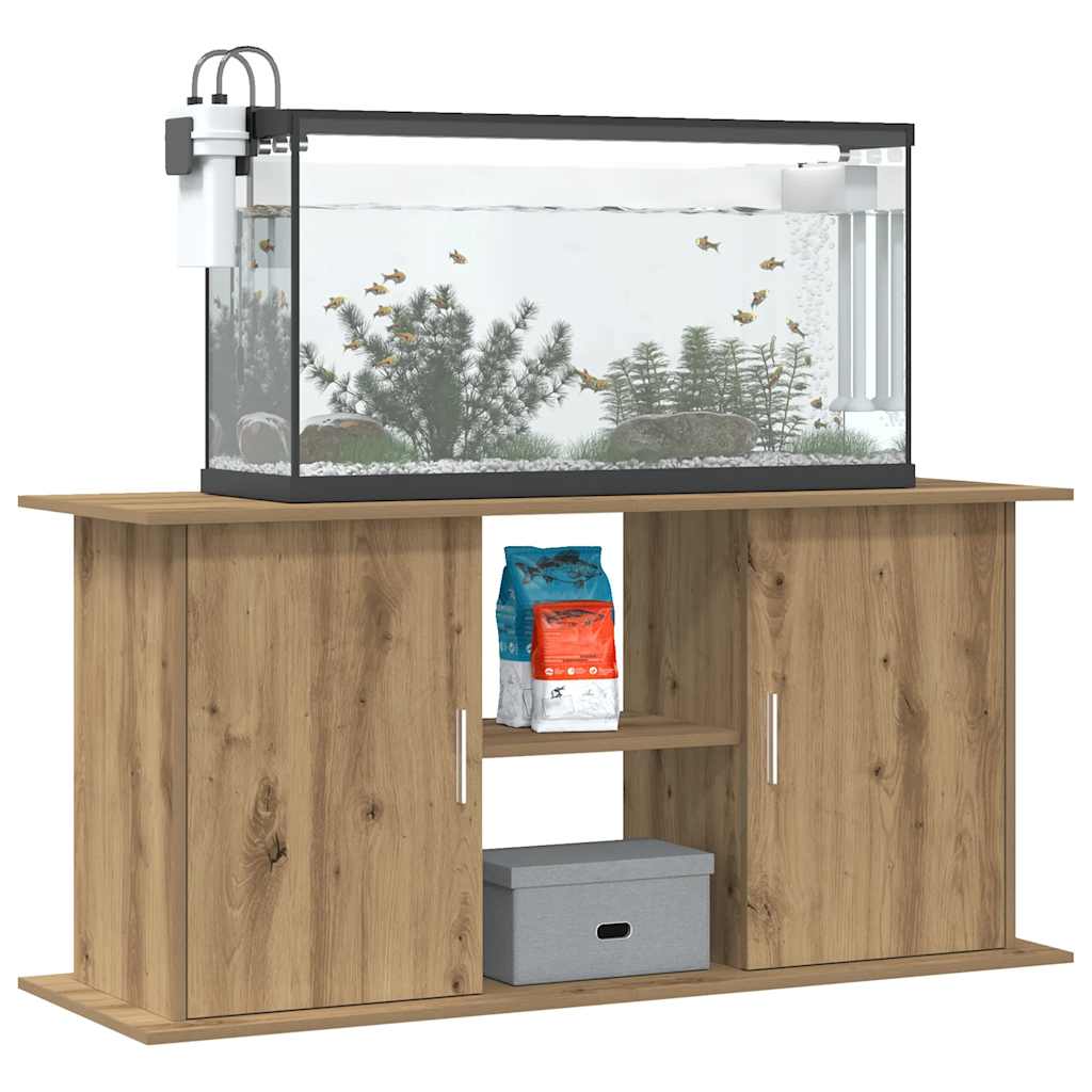 Aquariumstandaard 121x41x58 cm bewerkt hout artisanaal eiken