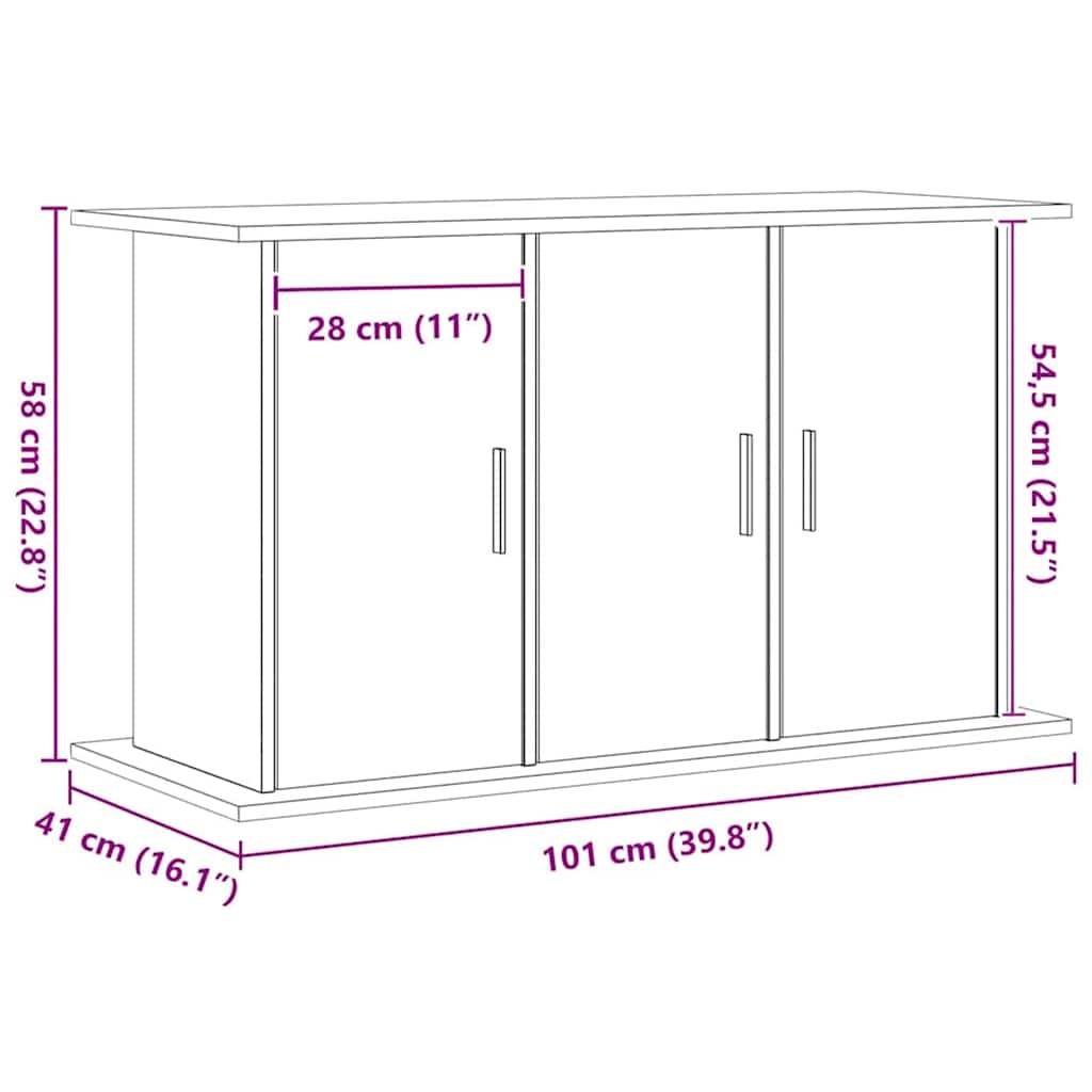 Aquariumstandaard 101x41x58 cm bewerkt hout artisanaal eiken