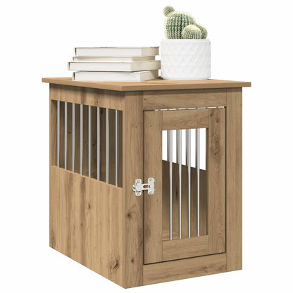 Hondenbench 45x62x59 cm bewerkt hout artisanaal eikenkleurig