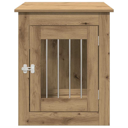 Hondenbench 55x75x65 cm bewerkt hout artisanaal eikenkleurig