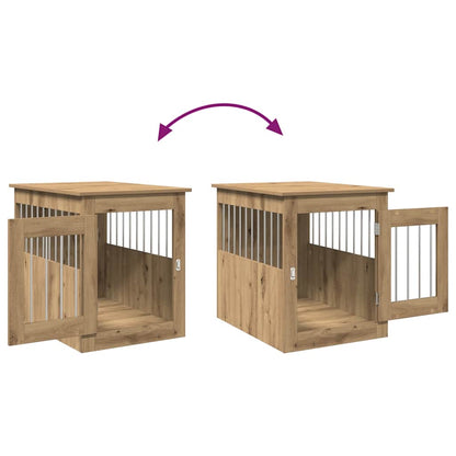 Hondenbench 55x75x65 cm bewerkt hout artisanaal eikenkleurig