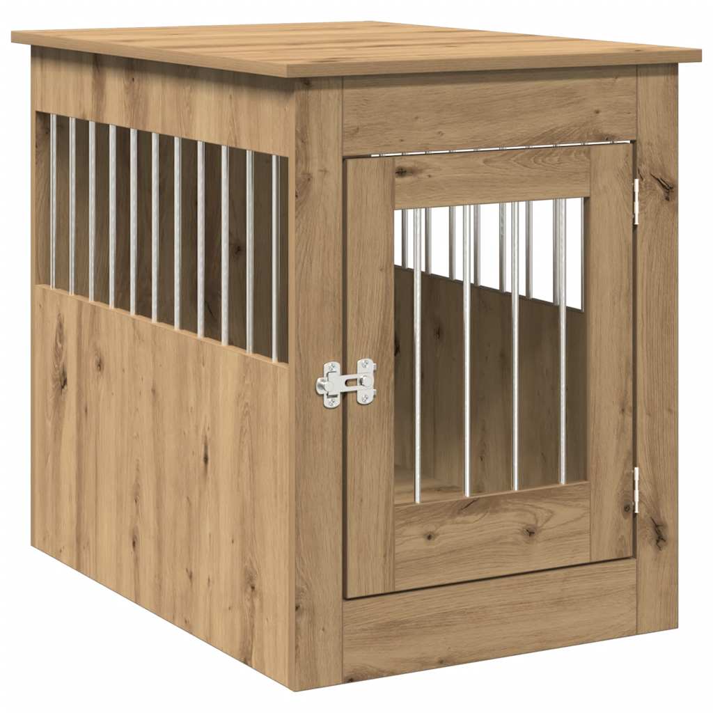 Hondenbench 55x80x68 cm bewerkt hout artisanaal eikenkleurig