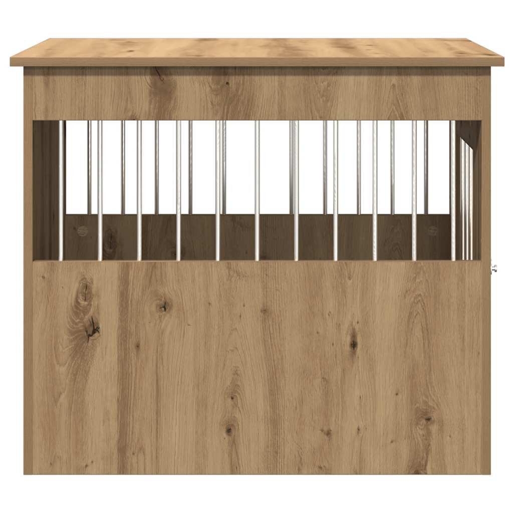 Hondenbench 55x80x68 cm bewerkt hout artisanaal eikenkleurig