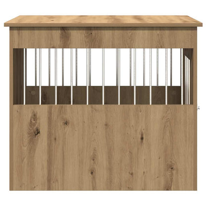 Hondenbench 55x80x68 cm bewerkt hout artisanaal eikenkleurig
