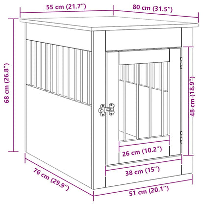 Hondenbench 55x80x68 cm bewerkt hout artisanaal eikenkleurig
