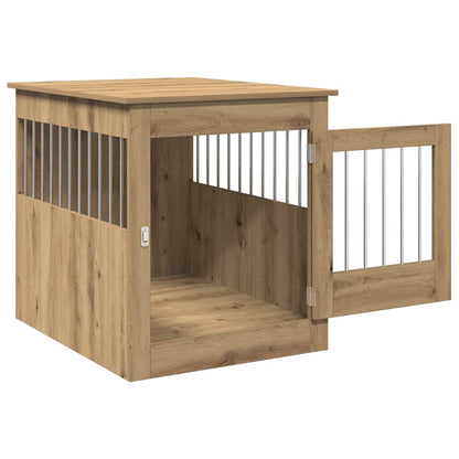 Hondenbench 64,5x80x71 cm bewerkt hout artisanaal eikenkleur
