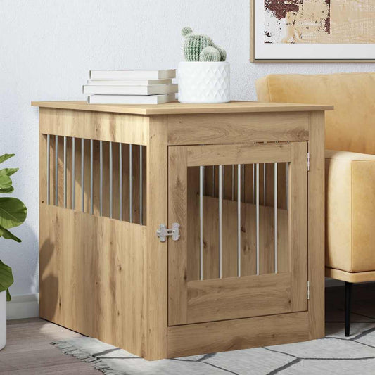 Hondenbench 64,5x80x71 cm bewerkt hout artisanaal eikenkleur