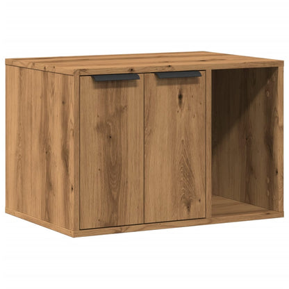 Kattenbakkast 60x40x40 cm bewerkt hout artisanaal eikenkleurig