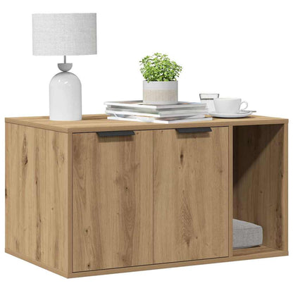 Kattenbakkast 80x50x45 cm bewerkt hout artisanaal eikenkleurig