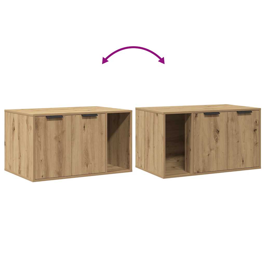 Kattenbakkast 80x50x45 cm bewerkt hout artisanaal eikenkleurig