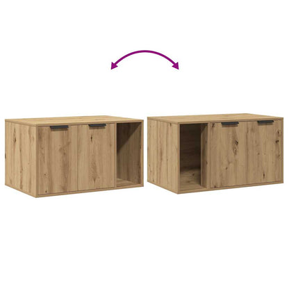 Kattenbakkast 80x50x45 cm bewerkt hout artisanaal eikenkleurig