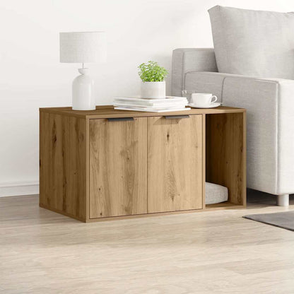 Kattenbakkast 80x50x45 cm bewerkt hout artisanaal eikenkleurig