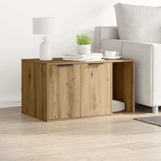 Kattenbakkast 80x50x45 cm bewerkt hout artisanaal eikenkleurig