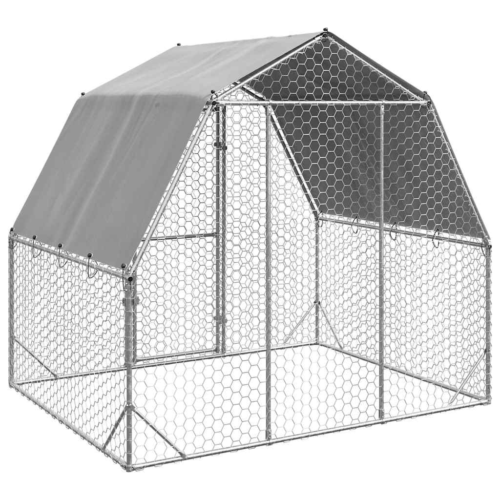 Kippenren met dak 2,5x2x2,25 m gegalvaniseerd staal