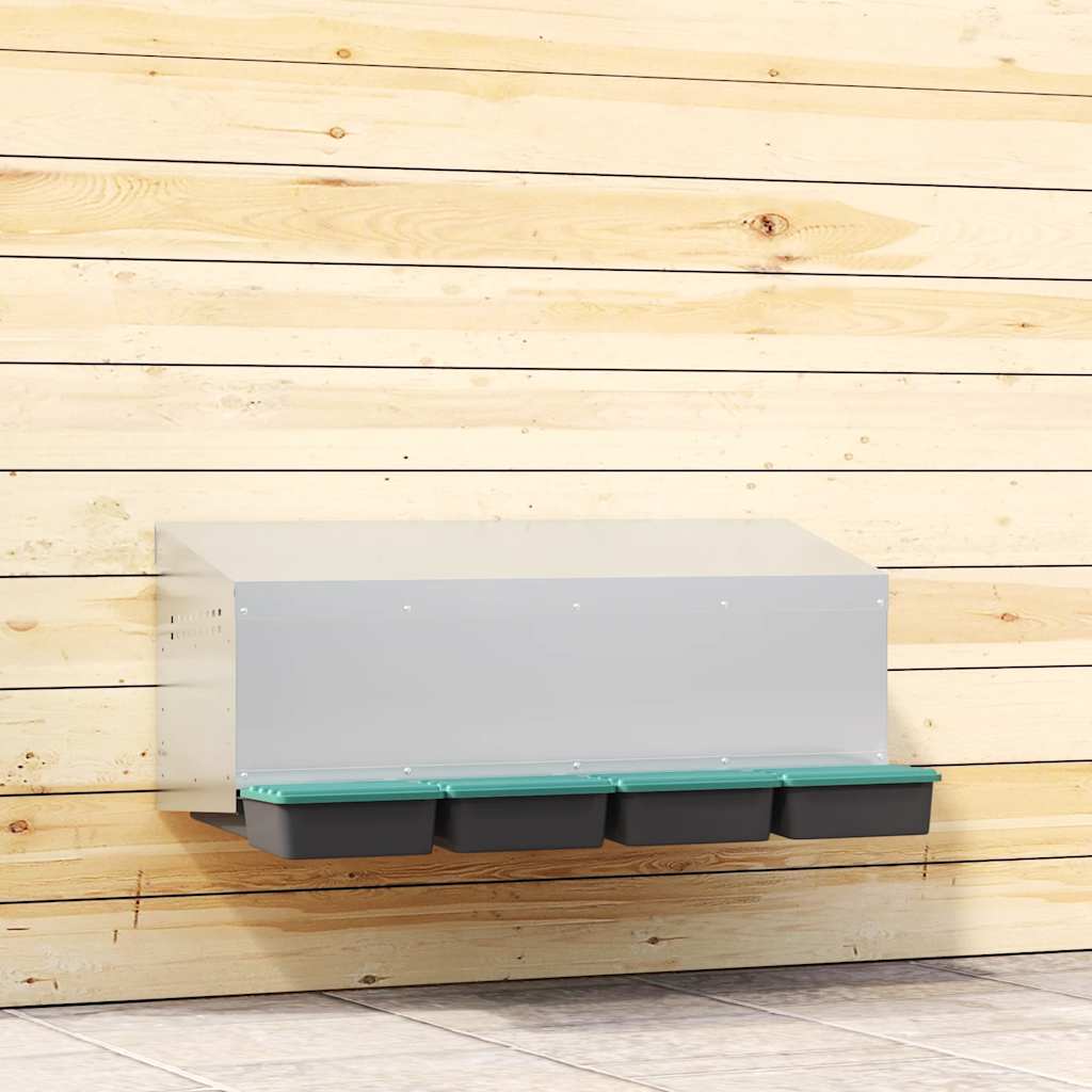Kippennestkast 4 compartimenten wandmontage gegalvaniseerd staal