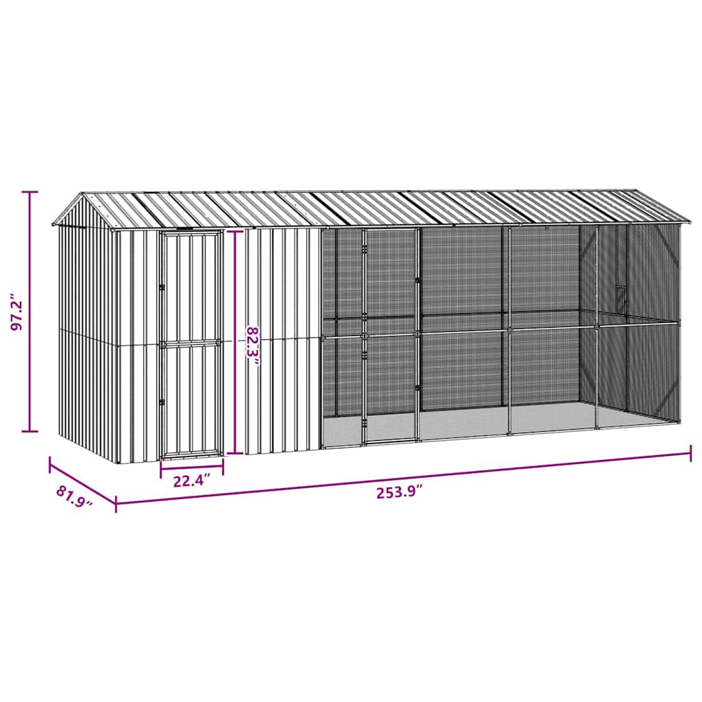 Vogelkooi Antraciet 645 x 208 x 247 cm Gegalvaniseerd staal