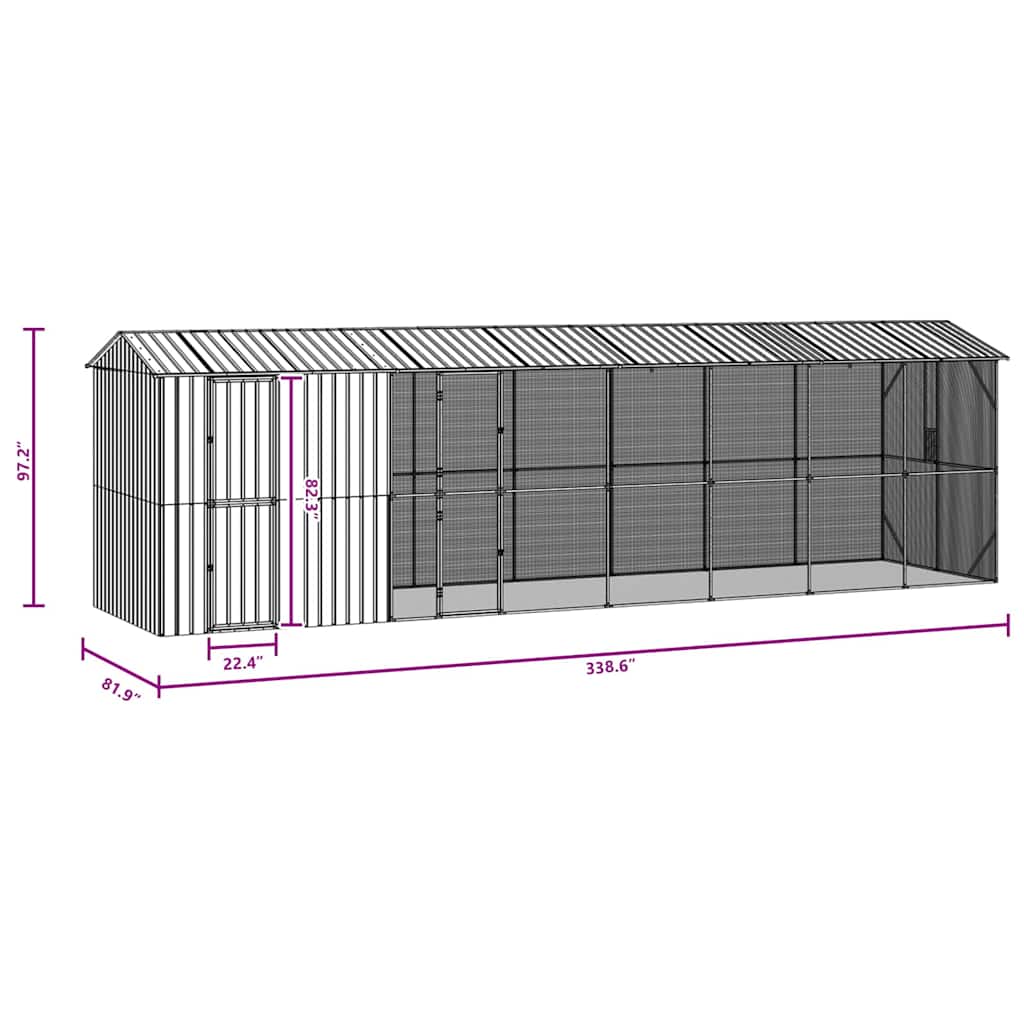Vogelkooi Antraciet 860 x 208 x 247 cm Gegalvaniseerd staal