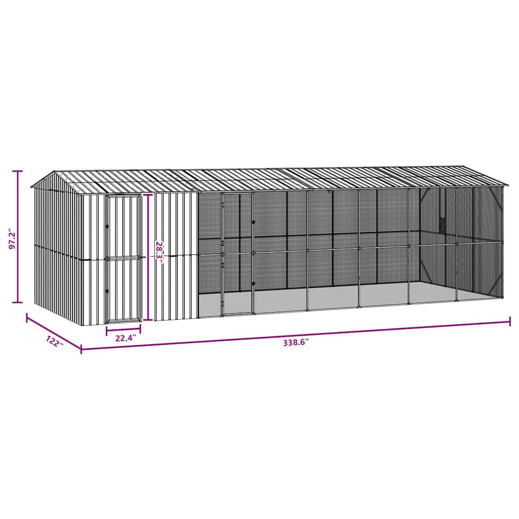 Vogelkooi Antraciet 860 x 310 x 247 cm Gegalvaniseerd staal