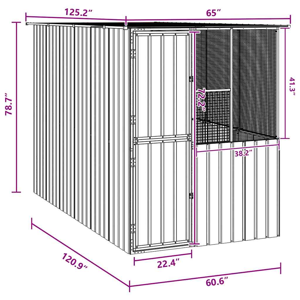 Vogelkooi Antraciet 154 x 307 x 200 cm Gegalvaniseerd staal
