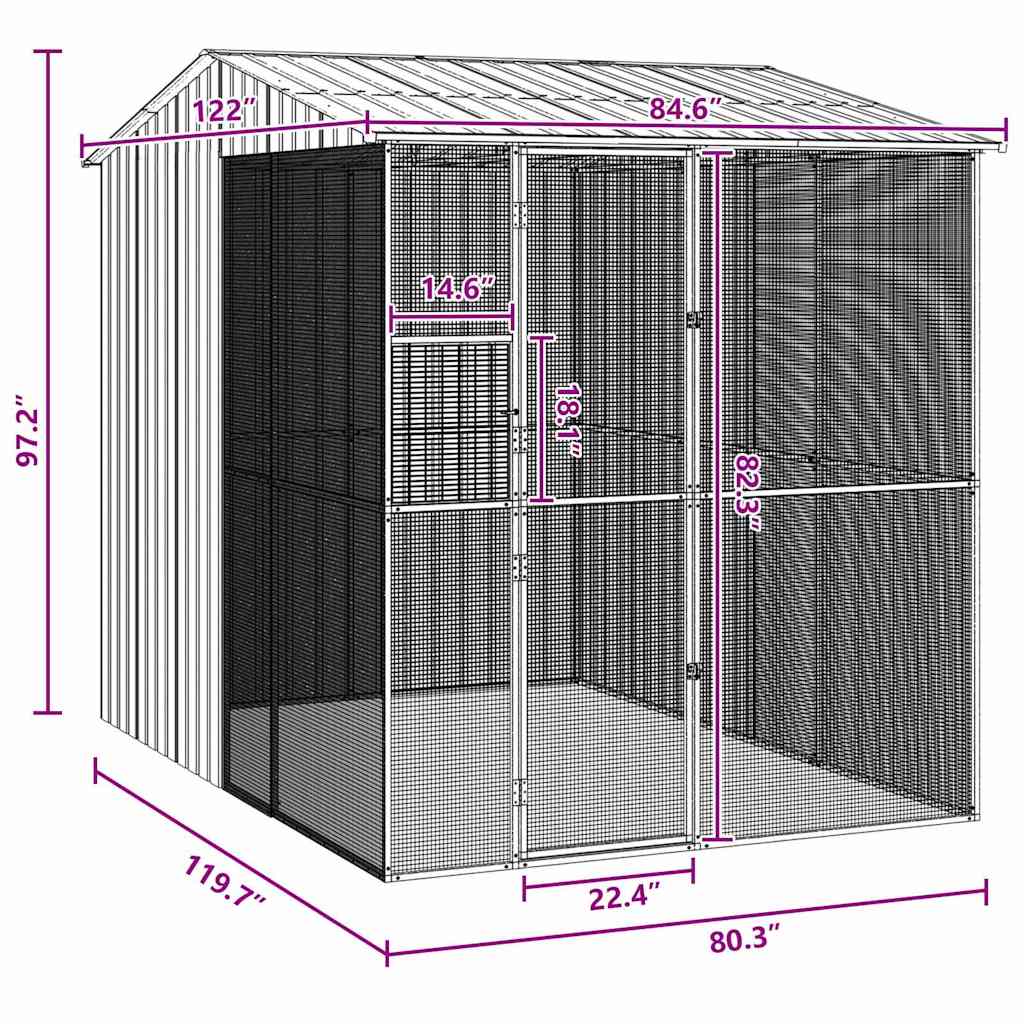Vogelkooi Antraciet 215 x 310 x 247 cm Gegalvaniseerd staal