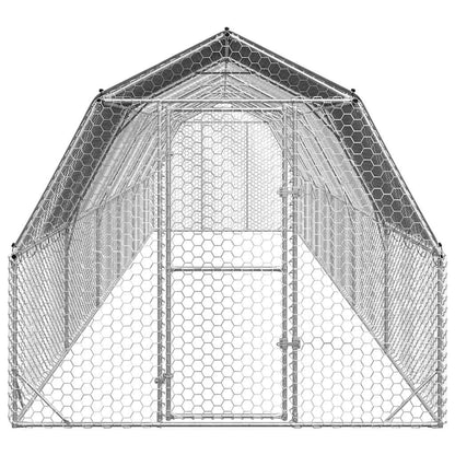 Kippenren met dak 2,5x12x2,25 m gegalvaniseerd staal