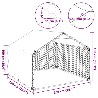 Hondenkennel buiten met deksel 2x2x1,5 m gegalvaniseerd staal