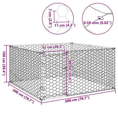 Hondenkennel voor buiten met deur 2x2x1 m gegalvaniseerd staal