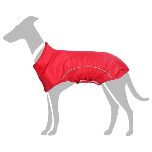 Hondenregenjas met reflecterende strips polyester rood L