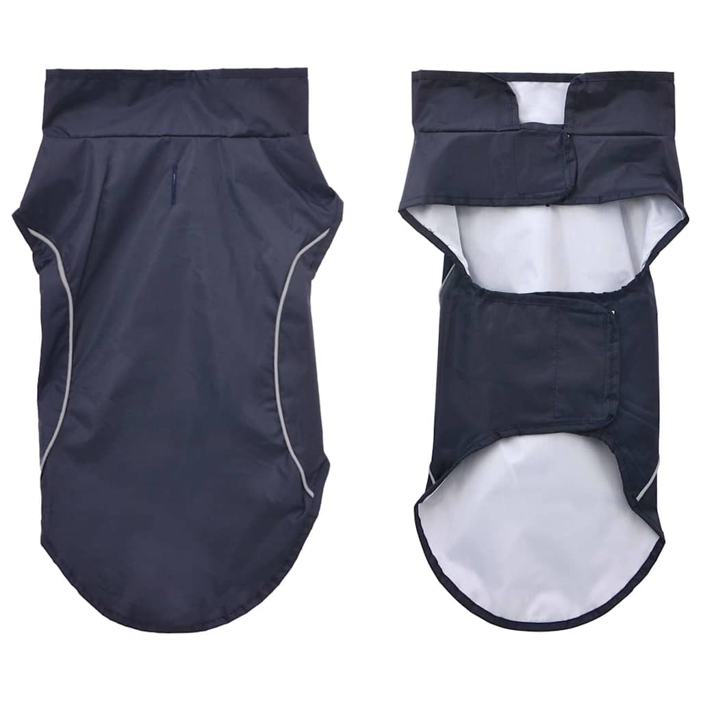 Hondenregenjas met reflecterende strips polyester marineblauw M