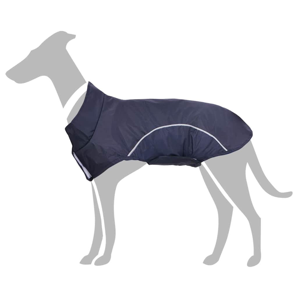 Hondenregenjas met reflecterende strips polyester marineblauw L