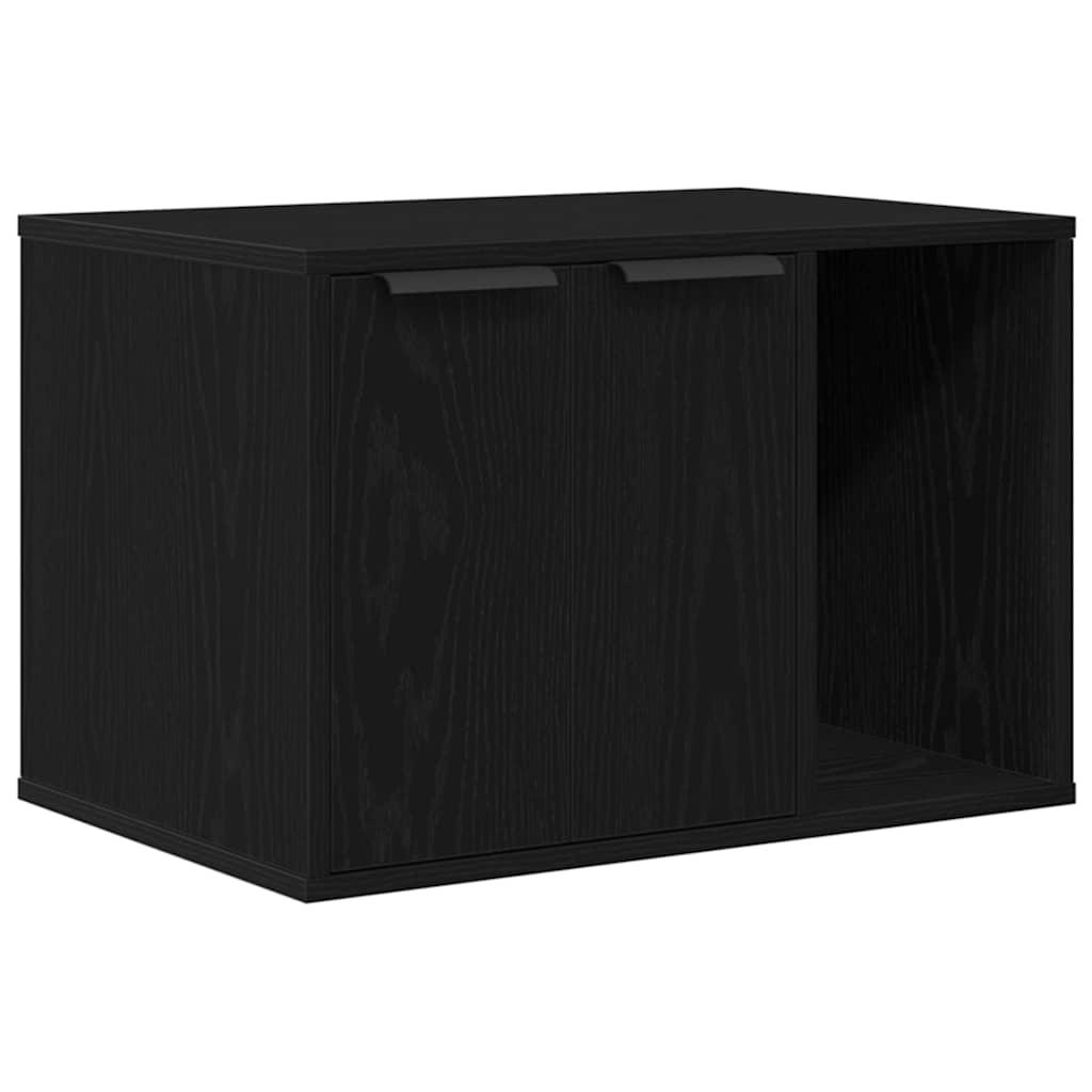 Kattenbakomheining Zwart Eiken 60x40x40 cm Bewerkt Hout
